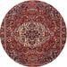 Round Traditional Orange Salmon Pink Persian Rug, tr4111