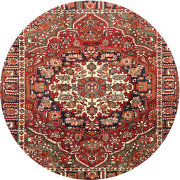 Square Machine Washable Traditional Tomato Red Rug, wshtr4113