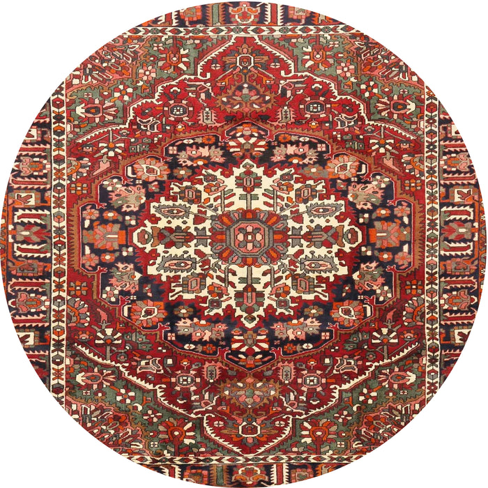 Square Machine Washable Traditional Tomato Red Rug, wshtr4113