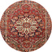 Square Machine Washable Traditional Tomato Red Rug, wshtr4113