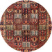 Round Traditional Saffron Red Persian Rug, tr4114