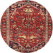 Round Traditional Orange Salmon Pink Persian Rug, tr4118