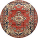 Round Traditional Red Medallion Rug, tr411