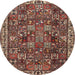 Round Traditional Camel Brown Persian Rug, tr4121