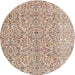 Round Traditional Dark Almond Brown Persian Rug, tr4122