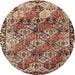 Square Machine Washable Traditional Red Brown Rug, wshtr4123