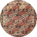 Round Traditional Red Brown Persian Rug, tr4123