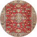 Square Machine Washable Traditional Red Rug, wshtr4124