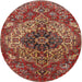 Round Traditional Orange Salmon Pink Medallion Rug, tr4125