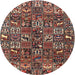 Round Traditional Camel Brown Persian Rug, tr4126