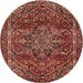 Round Traditional Rust Pink Persian Rug, tr4128