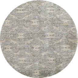 Round Traditional Dark White Beige Persian Rug, tr4129