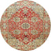 Round Traditional Brown Gold Persian Rug, tr412