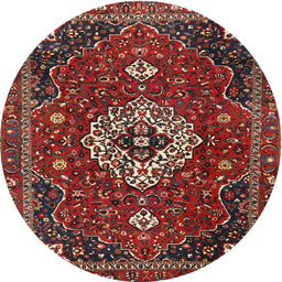 Round Traditional Dark Almond Brown Medallion Rug, tr4130
