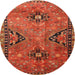 Round Traditional Orange Persian Rug, tr4132