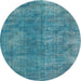 Square Machine Washable Traditional Dark Cyan Green Rug, wshtr4135