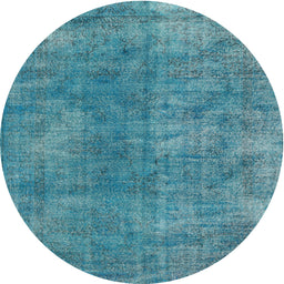 Round Traditional Dark Cyan Green Persian Rug, tr4135