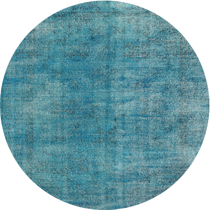 Round Traditional Dark Cyan Green Persian Rug, tr4135