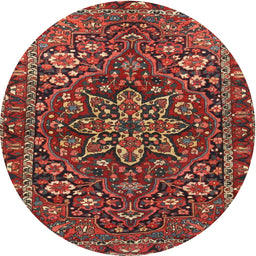 Square Machine Washable Traditional Tomato Red Rug, wshtr4137