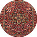 Square Machine Washable Traditional Tomato Red Rug, wshtr4137