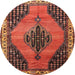 Round Traditional Red Medallion Rug, tr4139