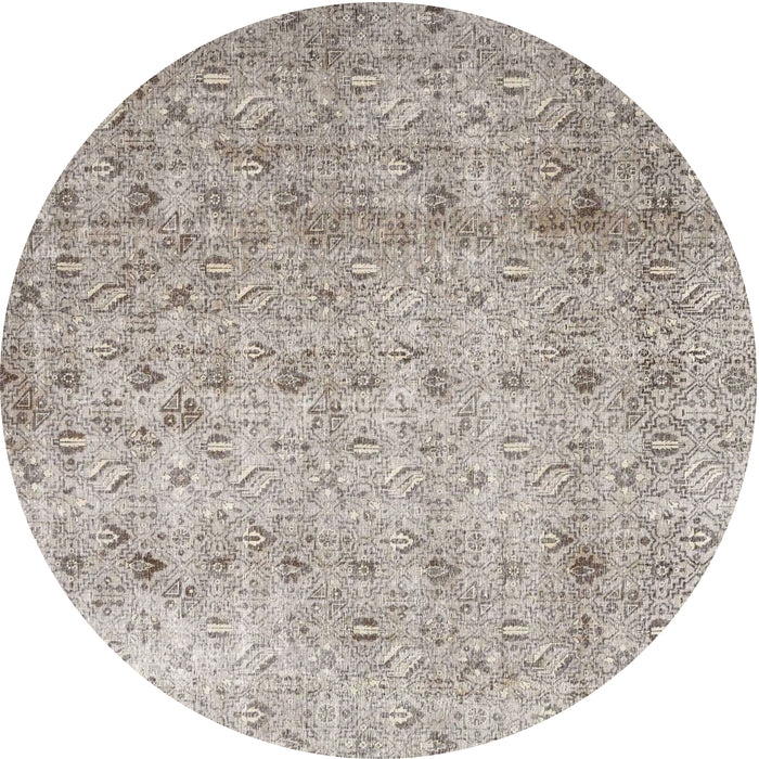 Round Traditional Pale Silver Gray Persian Rug, tr4141