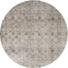 Round Traditional Pale Silver Gray Persian Rug, tr4141