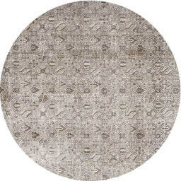 Square Machine Washable Traditional Pale Silver Gray Rug, wshtr4141