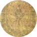 Round Traditional Saffron Yellow Persian Rug, tr4143