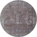 Round Traditional Gunmetal Gray Persian Rug, tr4145