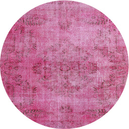 Round Traditional Hot Pink Persian Rug, tr4146