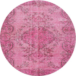 Round Traditional Hot Pink Persian Rug, tr4147
