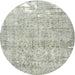 Round Traditional Pale Silver Gray Persian Rug, tr4149