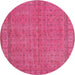 Round Traditional Neon Hot Pink Persian Rug, tr4150