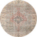 Round Traditional Camel Brown Persian Rug, tr4152