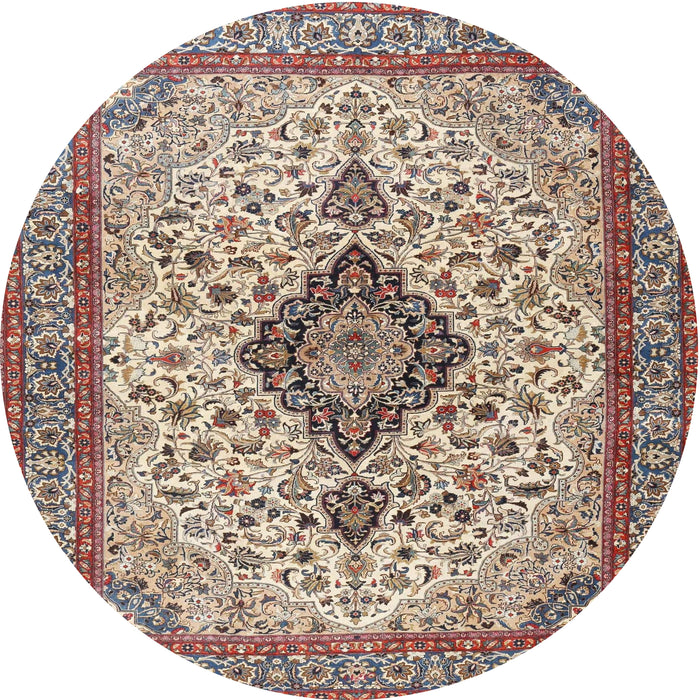 Round Traditional Chestnut Brown Medallion Rug, tr4153