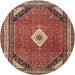 Round Traditional Orange Salmon Pink Medallion Rug, tr4154