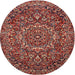 Square Machine Washable Traditional Orange Salmon Pink Rug, wshtr4155