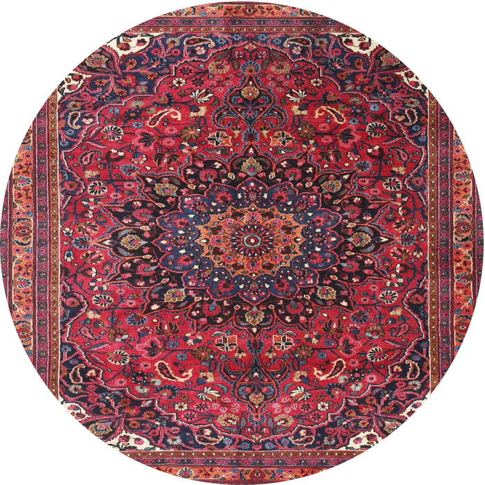 Square Machine Washable Traditional Raspberry Purple Rug, wshtr4158