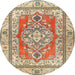 Round Traditional Sienna Brown Persian Rug, tr4160