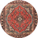 Round Traditional Orange Salmon Pink Persian Rug, tr4162