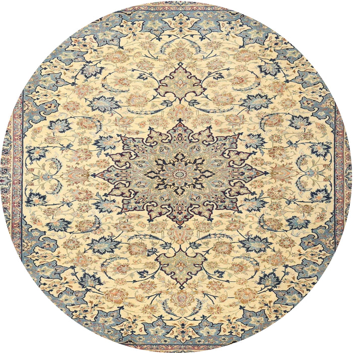 Round Traditional Dark Almond Brown Medallion Rug, tr4163