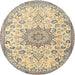 Round Traditional Dark Almond Brown Medallion Rug, tr4163