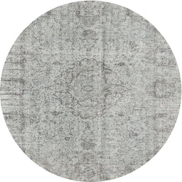 Round Traditional Pale Silver Gray Persian Rug, tr4164