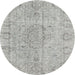 Square Machine Washable Traditional Pale Silver Gray Rug, wshtr4164