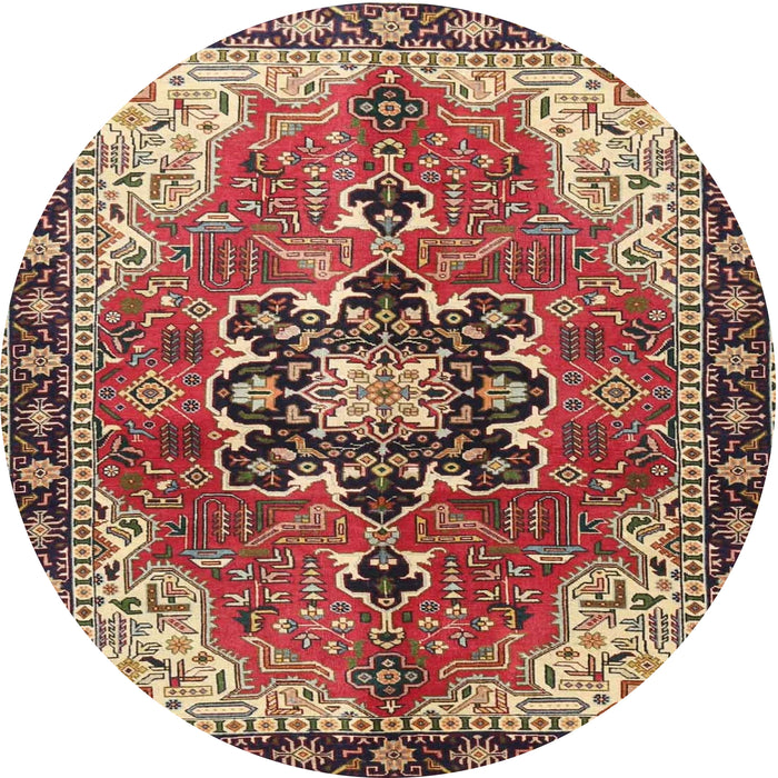Round Traditional Saffron Red Medallion Rug, tr4166