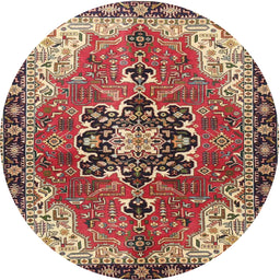 Square Machine Washable Traditional Saffron Red Rug, wshtr4166