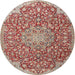 Round Traditional Fire Brick Red Medallion Rug, tr4168