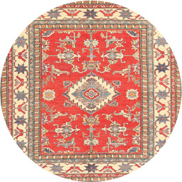 Round Traditional Brown Geometric Rug, tr416