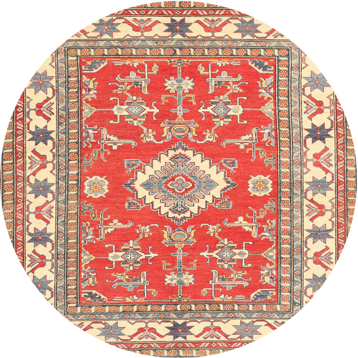 Round Traditional Brown Geometric Rug, tr416